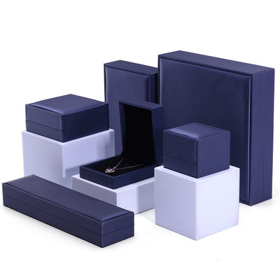 Buy Hanhong Handmade Velvet Jewelry Packaging Box for Necklace and Ring 9*9*4.5cm Blue PU Leather online manufacture