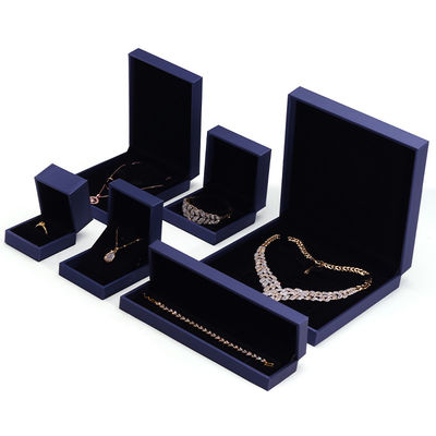 Hanhong Handmade Velvet Jewelry Packaging Box for Necklace and Ring 9*9*4.5cm Blue PU Leather