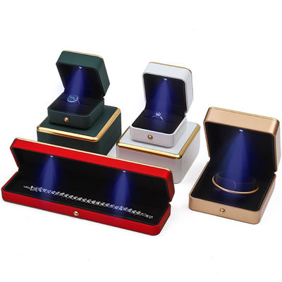 Buy Customized Gold Trim LED Jewelry Box Organizer for Bracelet Necklace Earrings Ring online manufacture
