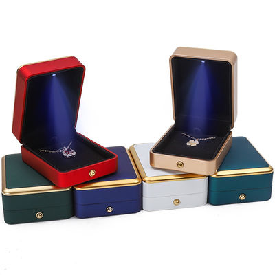 Customized Gold Trim LED Jewelry Box Organizer for Bracelet Necklace Earrings Ring