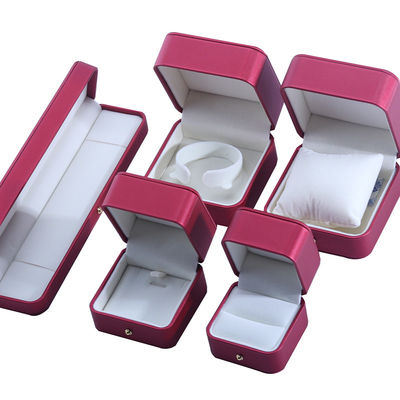 Buy Hanhong Custom Red PU Leather Jewelry Packaging Box for Wedding Necklace Earrings Ring online manufacture