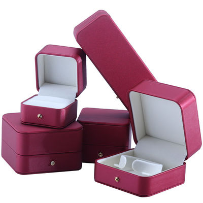 Hanhong Custom Red PU Leather Jewelry Packaging Box for Wedding Necklace Earrings Ring