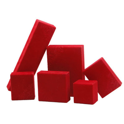 Buy Velvet Material Hanhong Custom Embossed Red Jewelry Box for Necklace and Ring 6*6*4.6cm online manufacture