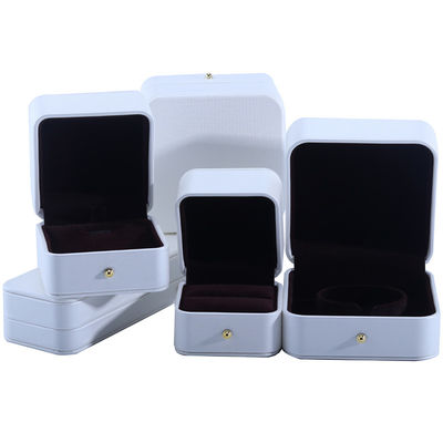 Buy White PU Leather Jewelry Packaging Box for Wedding Necklace Earrings Ring 9.5*9.5*6cm online manufacture