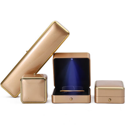 Custom Logo Light Gold LED Jewelry Box For Bracelet Necklace Earrings Ring Packing