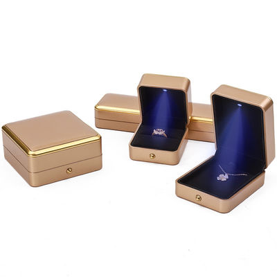 Custom Logo Light Gold LED Jewelry Box For Bracelet Necklace Earrings Ring Packing