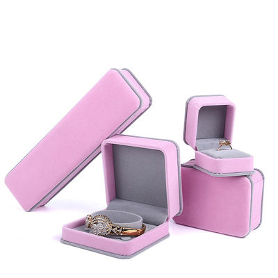 Buy Custom Pink Velvet Jewelry Packaging Box for Bracelet Necklace Double Layer Ring online manufacture