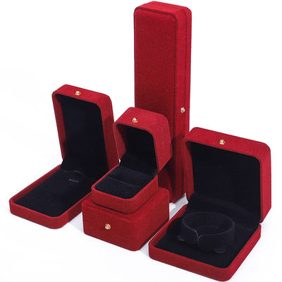Buy Custom Luxury Red Velvet Jewelry Packaging Box for Necklace Bracelet Earrings Ring online manufacture