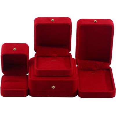 Buy Red Velvet Jewelry Packaging Box for Necklace Bracelet Stud Earrings Ring Custom Logo online manufacture
