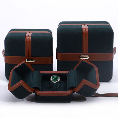 Buy Hanhong Jewelry Box for Custom Logo Green Earrings Bracelet Necklace Ring Packaging online manufacture