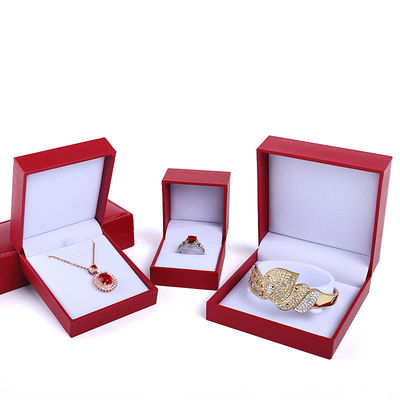 Customized Size Paper Velvet Hanhong Color Jewelry Box for Necklace Bracelet Ring Earrings