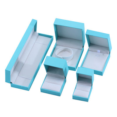 Wholesale manufacturing Luxury Jewellery Box Personalized Custom high end Necklace Bracelet Earrings Ring jewelry set Packaging cardboard paper sky blue flip Jewelry Box with logo