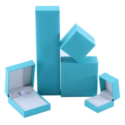 Wholesale manufacturing Luxury Jewellery Box Personalized Custom high end Necklace Bracelet Earrings Ring jewelry set Packaging cardboard paper sky blue flip Jewelry Box with logo