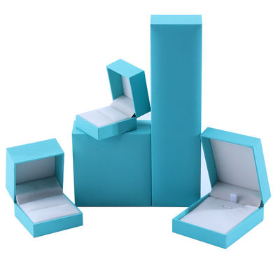 Wholesale manufacturing Luxury Jewellery Box Personalized Custom high end Necklace Bracelet Earrings Ring jewelry set Packaging cardboard paper sky blue flip Jewelry Box with logo