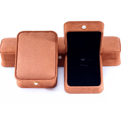 Custom Logo Velvet Coffee Color Jewelry Box for Bracelet Earrings Necklace Pearl Lock