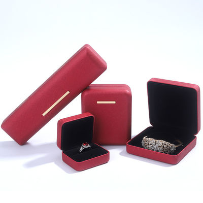 Customized Red PU Leather Velvet Jewelry Box for Bracelet Earring and Pendant Packaging