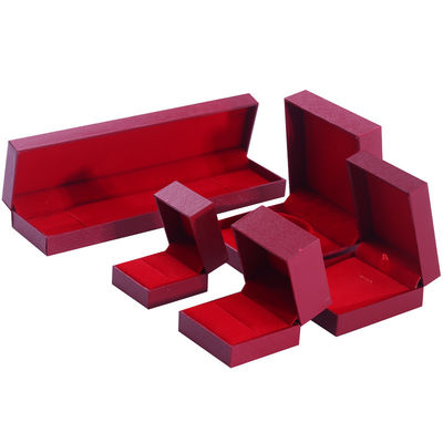 Buy Wholesale manufacturing Luxury square Jewellery Box Personalized Custom high end Necklace Bracelet Earrings Ring jewelry set Packaging cardboard paper flip red Jewelry Box with logo online manufacture
