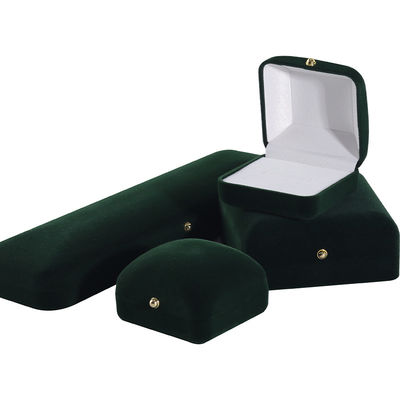 Buy Wholesale Manufacturing Luxury handmade Jewellery Box packaging Personalized Custom logo high end Dark green Necklace Bracelet Earrings Ring Packaging Velvet Jewelry Box online manufacture