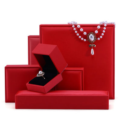 Custom Brand Red Faux Leather Jewelry Box Luxury Jeweller Packaging Box