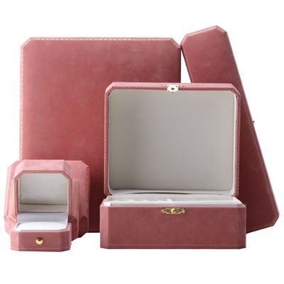 Buy Pink Velvet Rectangle Jewelry Box for Custom Luxury Pattern Bracelet Set Custom Logo online manufacture