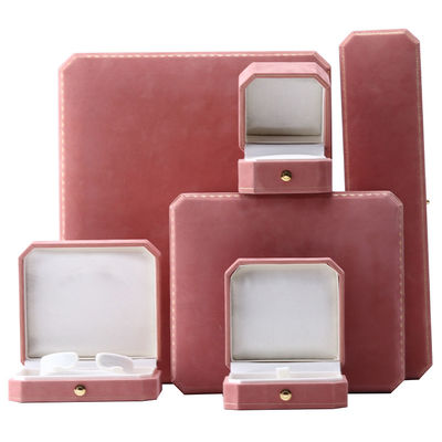 Pink Velvet Rectangle Jewelry Box for Luxury Pattern Bracelet Set Custom Logo