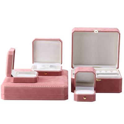 Pink Velvet Rectangle Jewelry Box for Luxury Pattern Bracelet Set Custom Logo