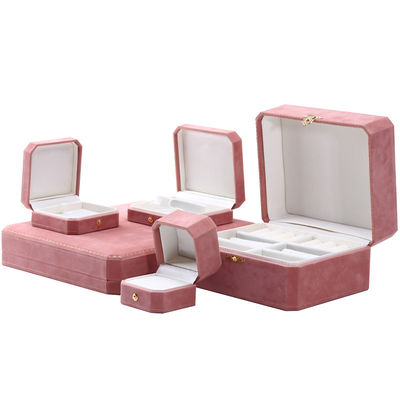 Pink Velvet Rectangle Jewelry Box for Luxury Pattern Bracelet Set Custom Logo