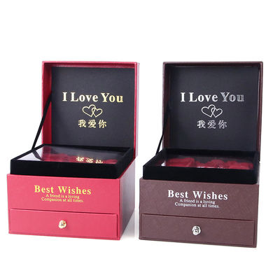 Buy Customized Size Luxury Square Jewelry Box Jewellry Gift Wrapping Box With Rose online manufacture