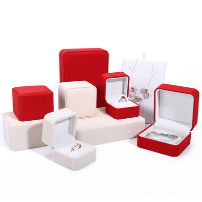 Custom Luxury Necklace Packaging Box in Red PU Leather with Velvet Lining and Contact Us