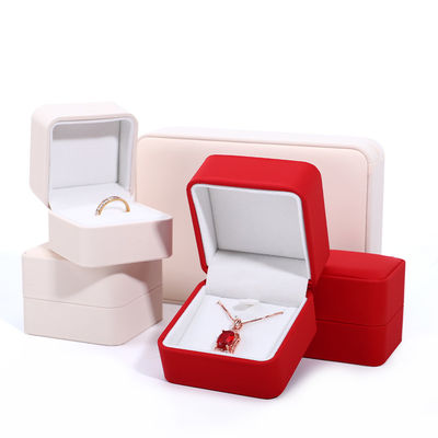 Custom Luxury Necklace Packaging Box in Red PU Leather with Velvet Lining and Contact Us