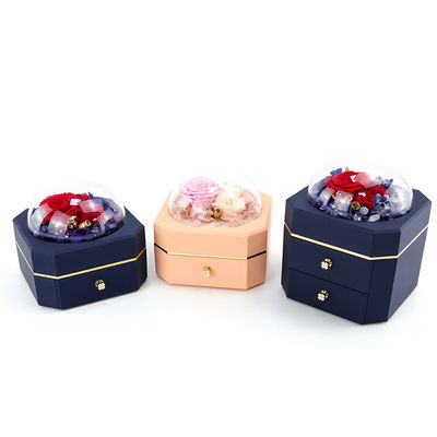 Flower Jewelry Box Necklace Ring Jewelry Box With Roses For Valentine'S Day Surprise