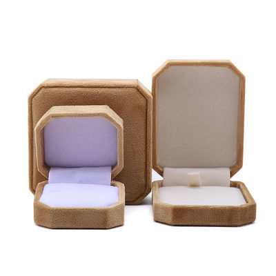 Eco-friendly Octagonal Shape Yellow Flannelette Jewelry Box for Necklace Bracelet Ring