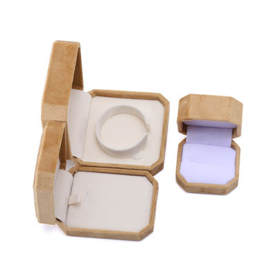 Eco-friendly Octagonal Shape Yellow Flannelette Jewelry Box for Necklace Bracelet Ring