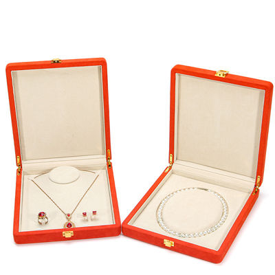 Hanhong Custom Orange Microfiber Leather Jewelry Packaging Box for Luxury Pearl Necklace