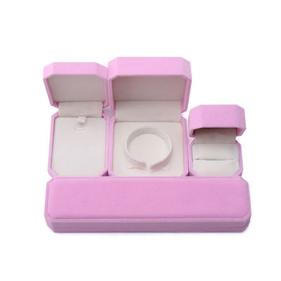 Octagonal Shape Pink Flannelette Jewelry Box for Necklace Bracelet Ring Newest Style
