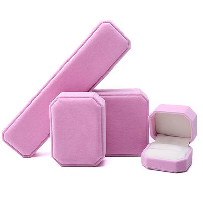 Octagonal Shape Pink Flannelette Jewelry Box for Necklace Bracelet Ring Newest Style