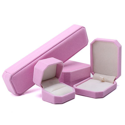 Octagonal Shape Pink Flannelette Jewelry Box for Necklace Bracelet Ring Newest Style