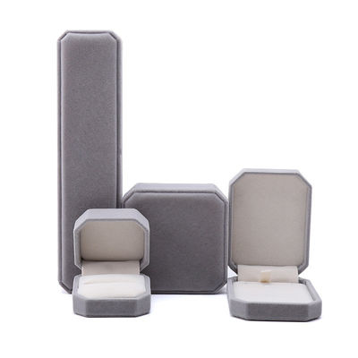 Buy Customized Gray Flannelette Octagonal Jewelry Box for Necklaces Bracelets and Rings online manufacture