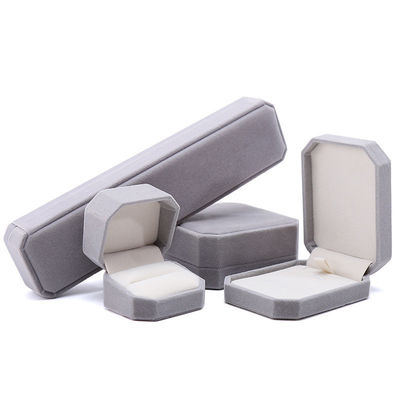 Customized Gray Flannelette Octagonal Jewelry Box for Necklaces Bracelets and Rings