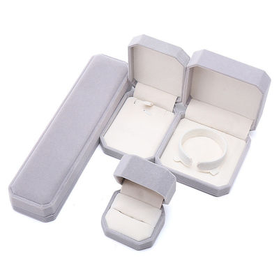 Customized Gray Flannelette Octagonal Jewelry Box for Necklaces Bracelets and Rings