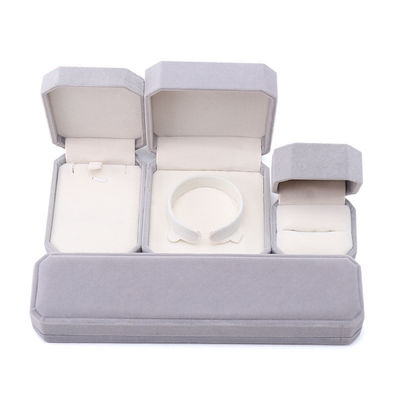 Customized Gray Flannelette Octagonal Jewelry Box for Necklaces Bracelets and Rings