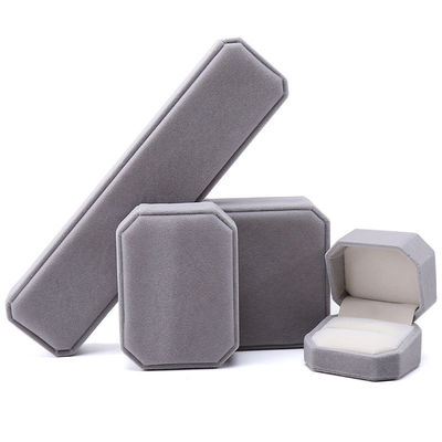 Customized Gray Flannelette Octagonal Jewelry Box for Necklaces Bracelets and Rings