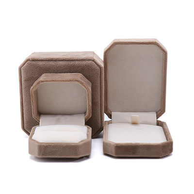 Custom Octagonal Shape Khaki Flannelette Jewelry Package for Necklace Bracelet Ring