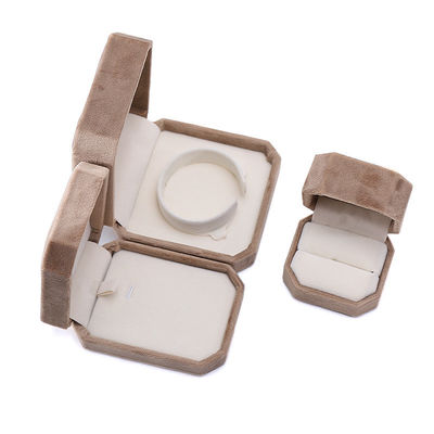Custom Octagonal Shape Khaki Flannelette Jewelry Package for Necklace Bracelet Ring