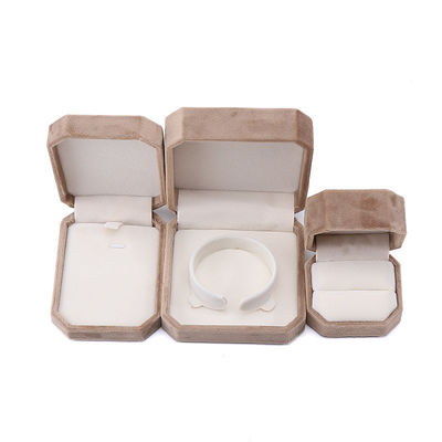 Custom Octagonal Shape Khaki Flannelette Jewelry Package for Necklace Bracelet Ring