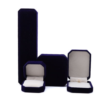 Newest Style Customized Blue Flannelette Octagonal Jewelry Box for Necklace Bracelet Ring