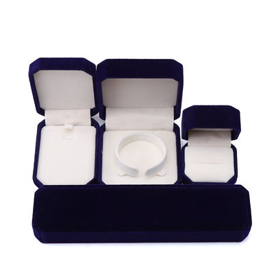 Newest Style Customized Blue Flannelette Octagonal Jewelry Box for Necklace Bracelet Ring