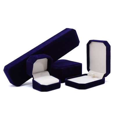 Newest Style Customized Blue Flannelette Octagonal Jewelry Box for Necklace Bracelet Ring