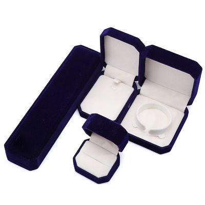 Newest Style Customized Blue Flannelette Octagonal Jewelry Box for Necklace Bracelet Ring
