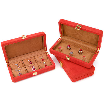 Buy Custom Orange Microfiber Leather Jewelry Box for Stud Bracelet and Ring 19.5*11*5cm online manufacture